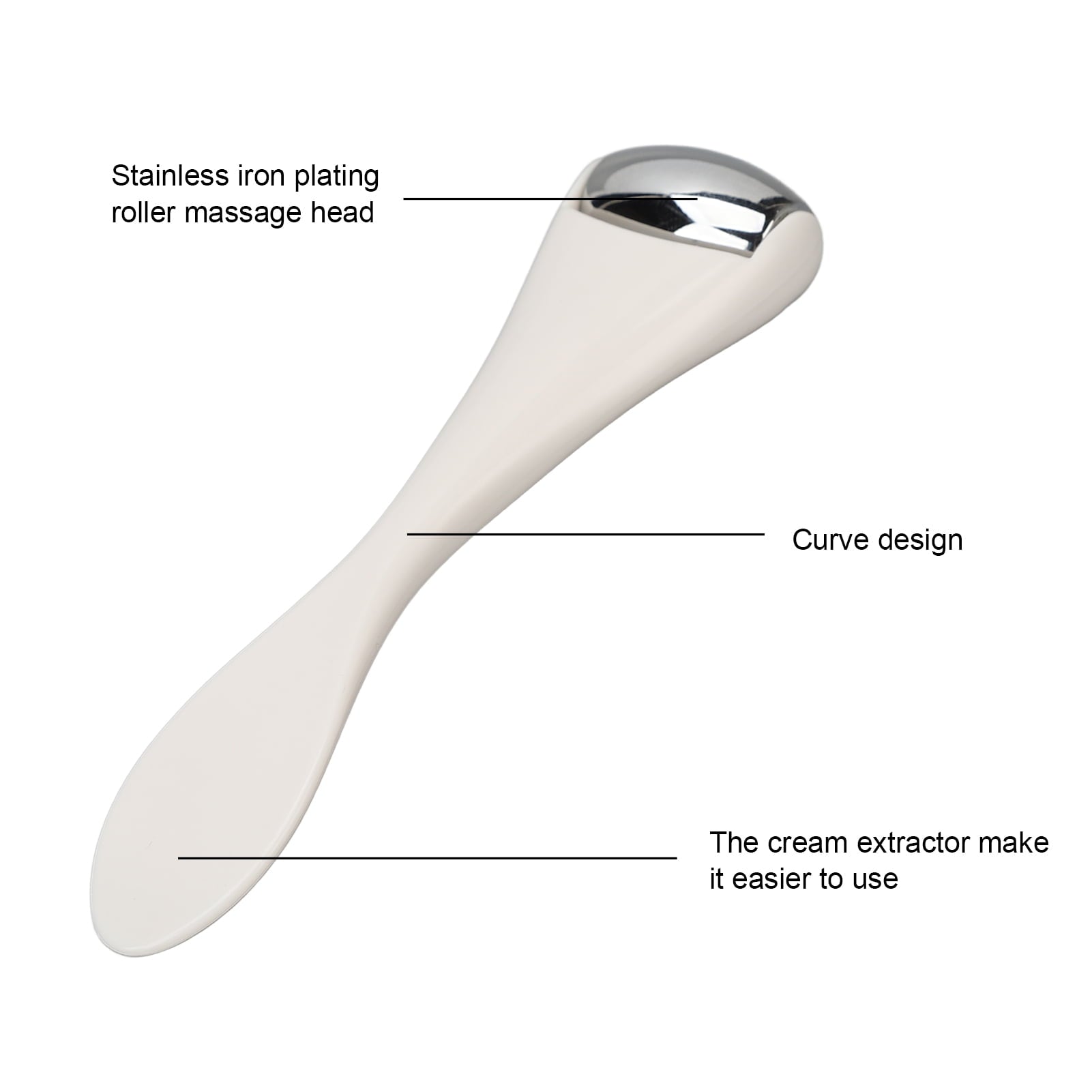 YAHHU Facial Metal Roller Stainless Steel White Mini Eye Metal Ice Roller for Eye Puffiness Tighten Skin (4.33 inches / 11 cm) - Image 2