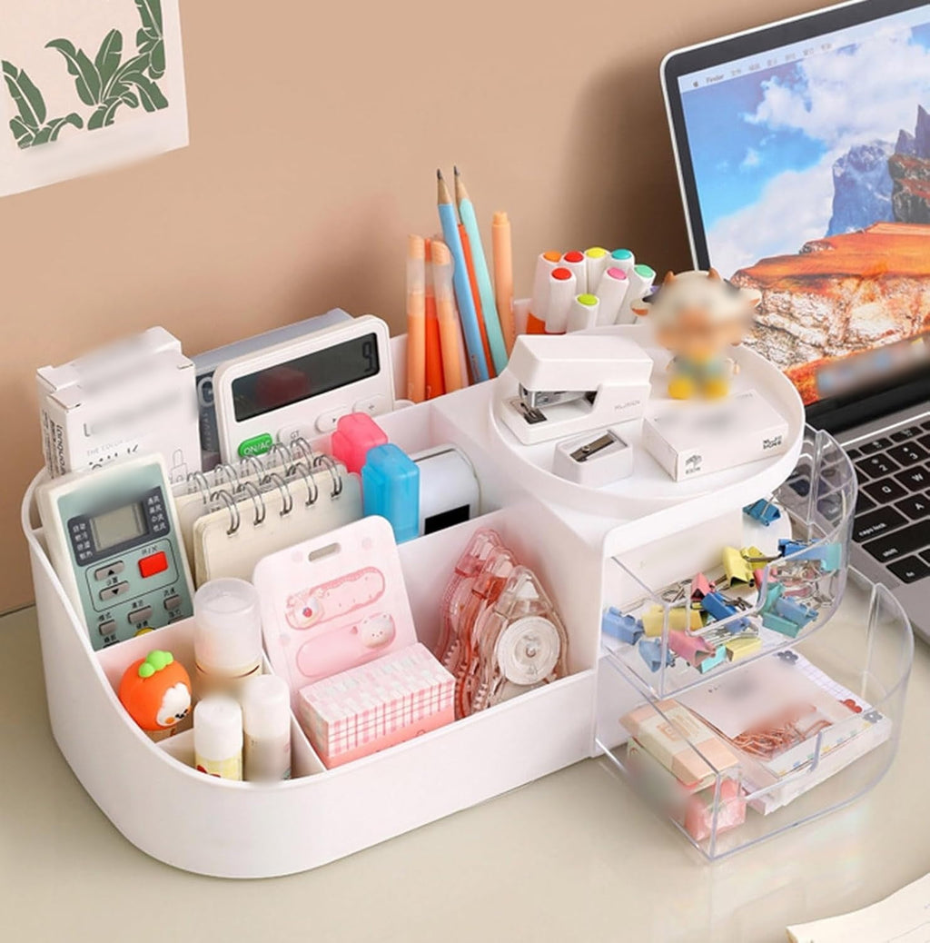 Makeup Organizer Countertop with 2 Drawer,Medium Capacity Skincare Cosmetic Cases for Vanity Bathroom Desktop, Cream ... - Image 6