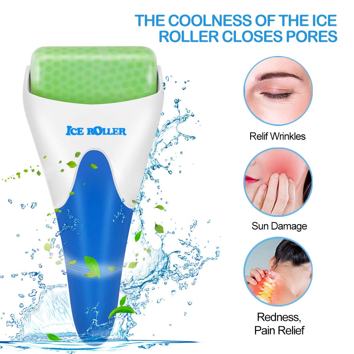 Ice Roller for Face Eyes,Womens Gifts,Face Massager Roller Puffiness Migraine Pain Relief and Minor Injury(Green) - Image 2