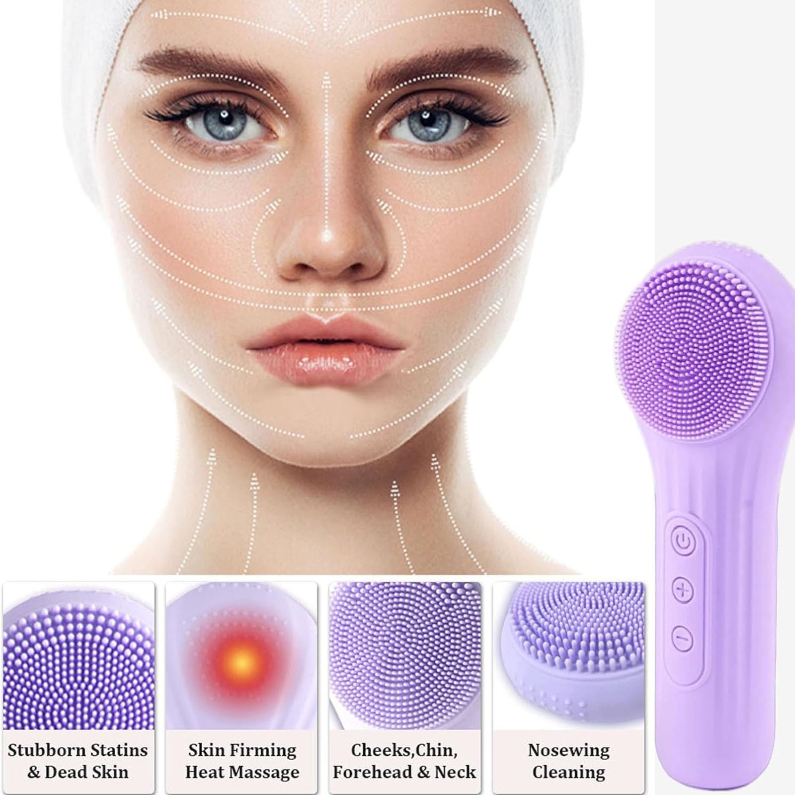 Rechargeable Heated Silicone Facial Brush - Vibrating Exfoliating & Deep Cleansing Massage Tool - Image 6