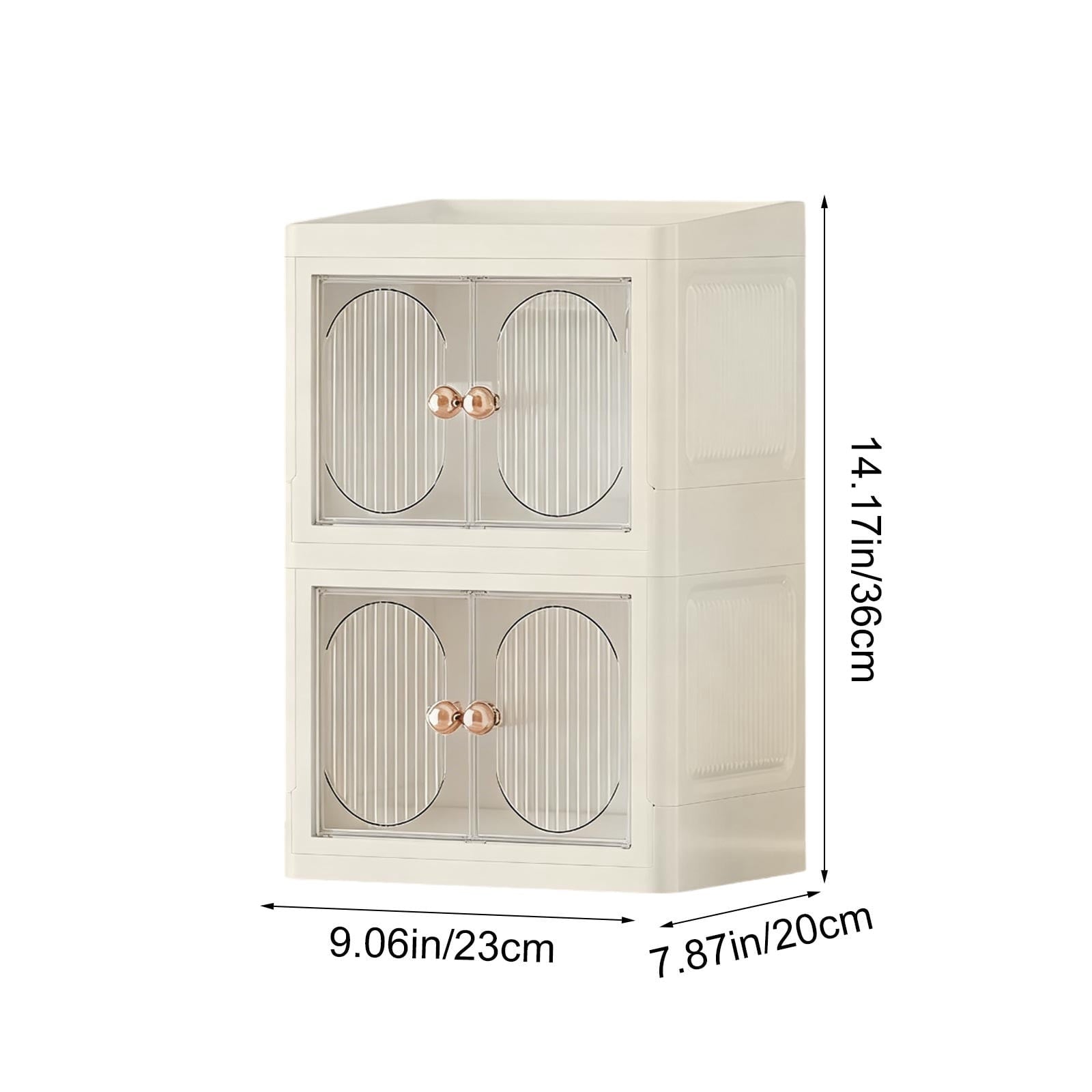 Foldable Double Door Storage Cabinet - Desktop Double Layer Organizer for Skincare Cosmetics and Stationery - Image 3