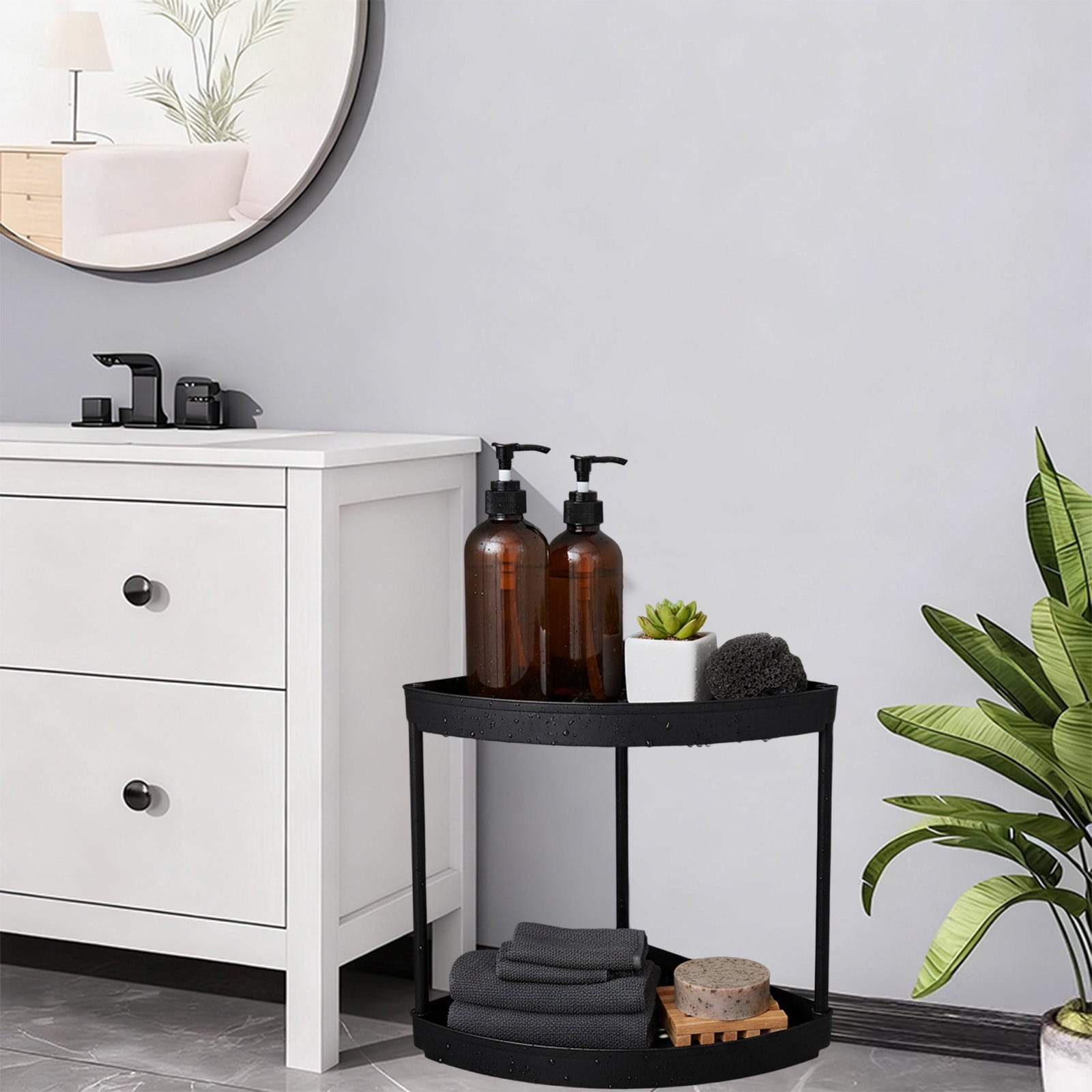 Corner Bathroom Counter Organizer, 2 Tier Bathroom Shelf, Vanity Skincare Storage for Toiletries Decor, Makeup, Dresser - Image 4