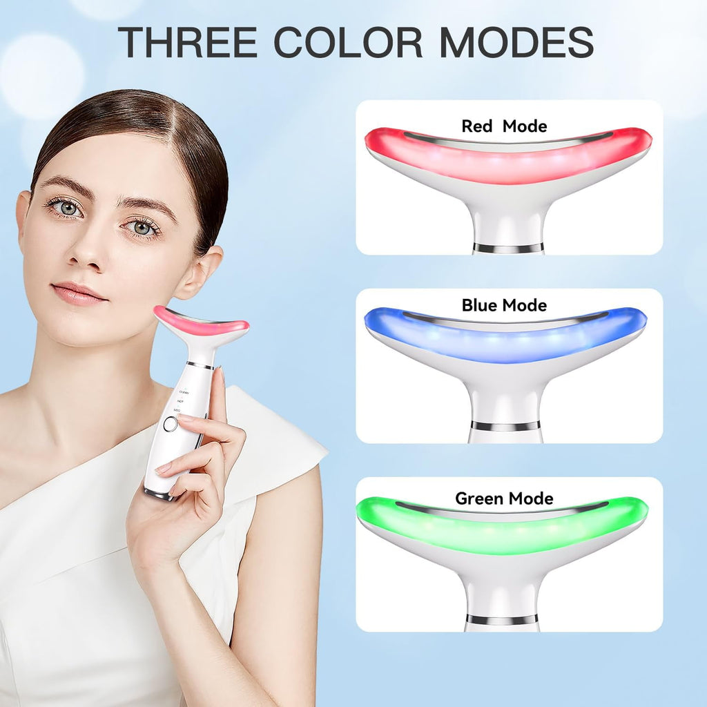 Neck Face Beauty Device, Skin Care Face Massage,3 in 1 Facial Massager, Face Sculpting Tool with Thermals, Vibration - Image 2