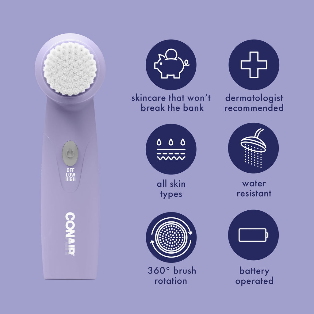 Conair True Glow Battery-Operated Facial Cleansing Brush, 3 Pieces - Image 3