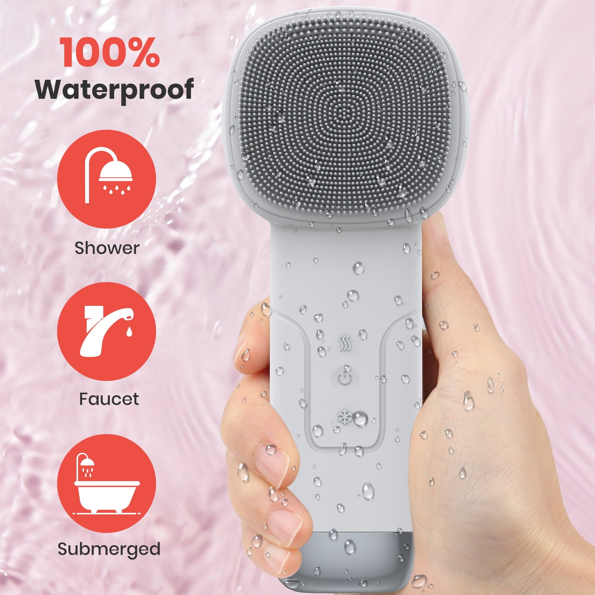 Facial Cleansing Brush, Silicone Face Scrubber, Electric Face Brushes for Cleansing with Vibration, Hot and Cold Comp... - Image 6