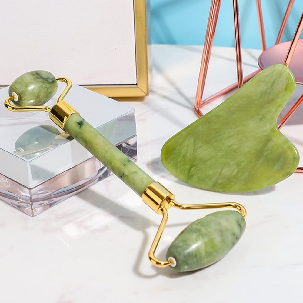 Natural Jade Roller Gua Sha Kit Face Massager Portable Facial Skin Care Tools - Image 5
