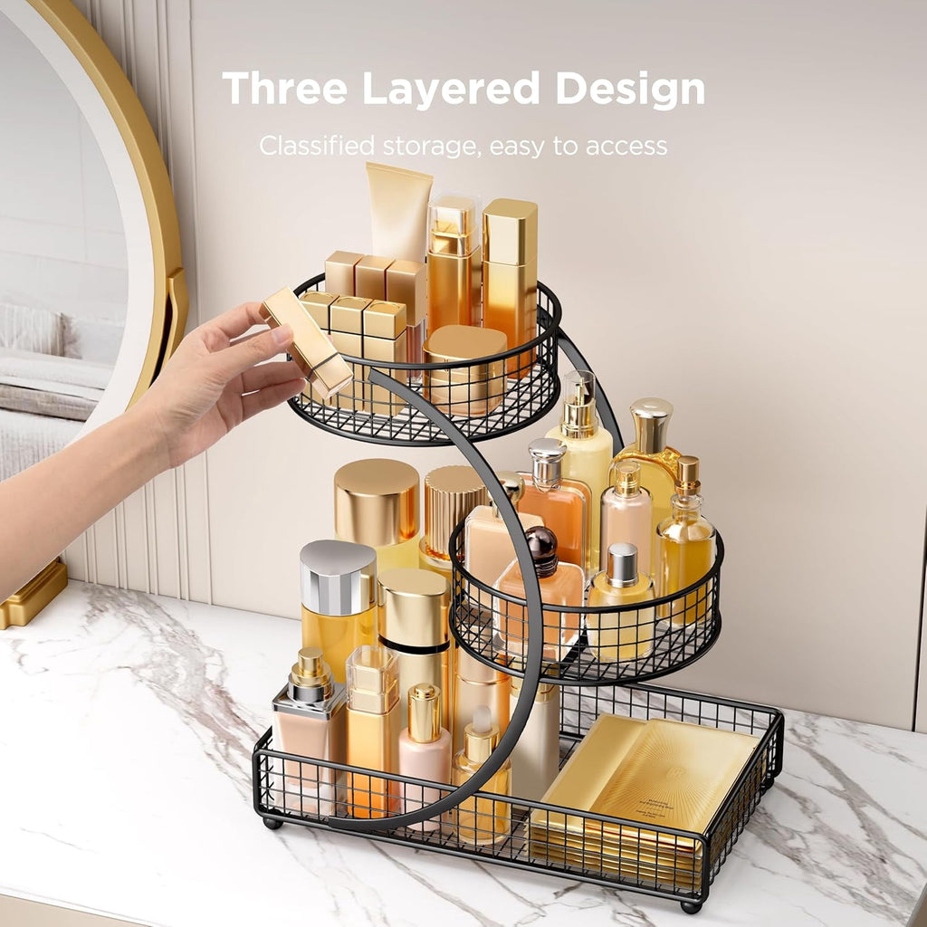Makeup Organizer for Vanity, 3 Tier Metal Bathroom Countertop Organizers Skin Care Storage, Bathroom Counter Shelf Sk... - Image 5
