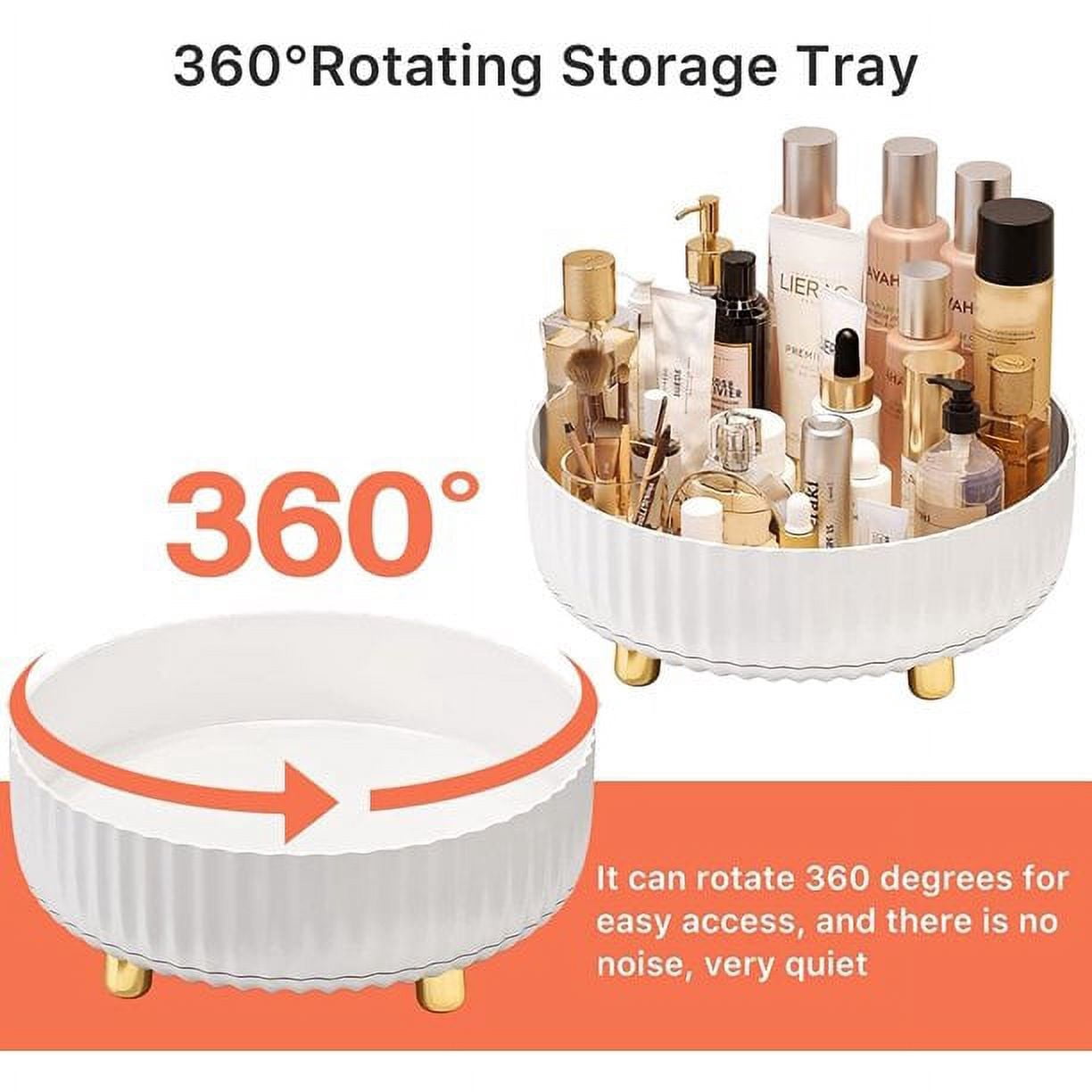 Perfume Organizer, 360Rotating Round Makeup Organizer for Vanity,Bathroom,Kitchen,White Modern Lazy Susan Skincare Or... - Image 3