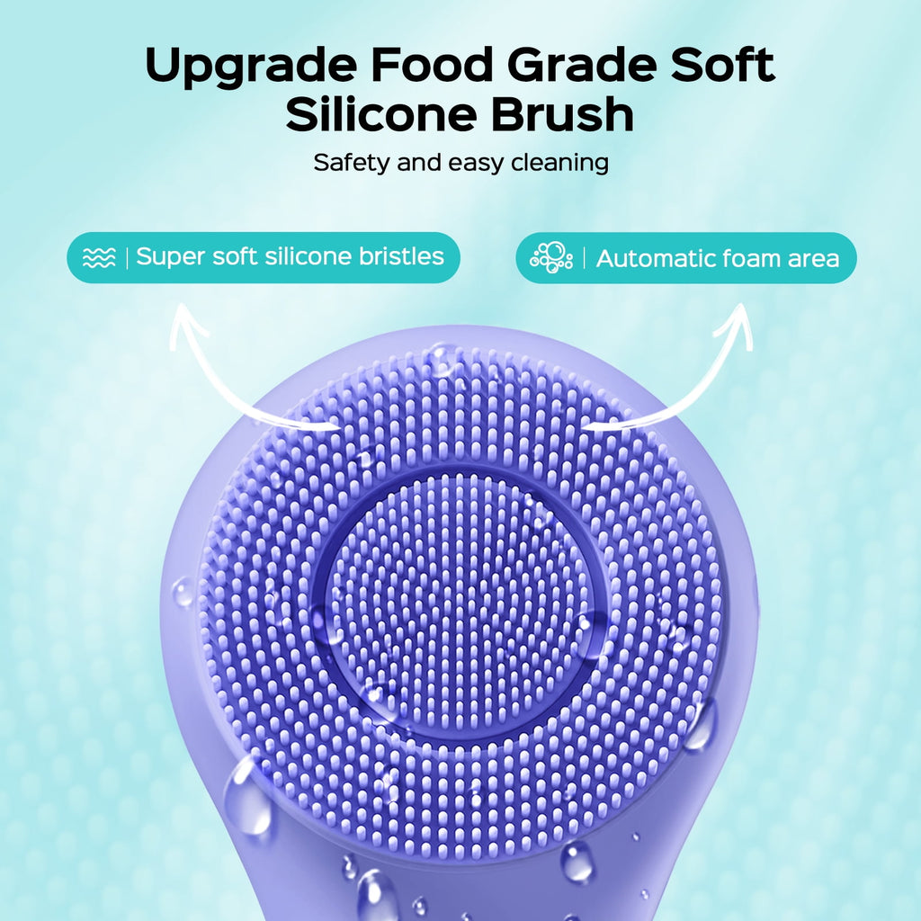 Face Scrubber Facial Cleansing Brush,2 in 1 Spin Vibration Patented Tech,Silicone Electric Exfoliator Scrubber with A... - Image 4