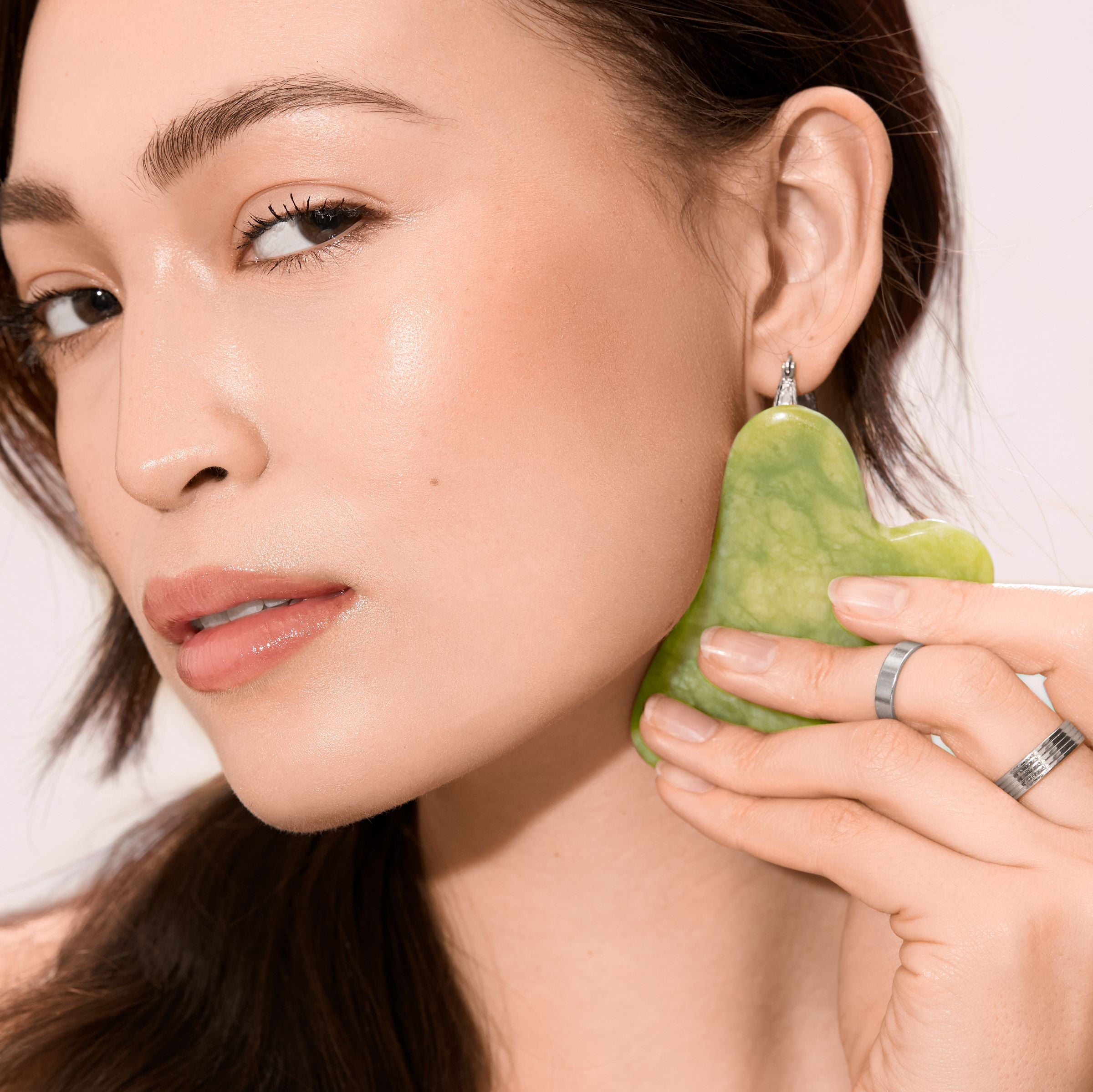 EcoTools Facial Skincare Jade Roller and Gua Sha Stone Duo Pack Mini Facial Kit, 100% Jade, 2pk - Image 4