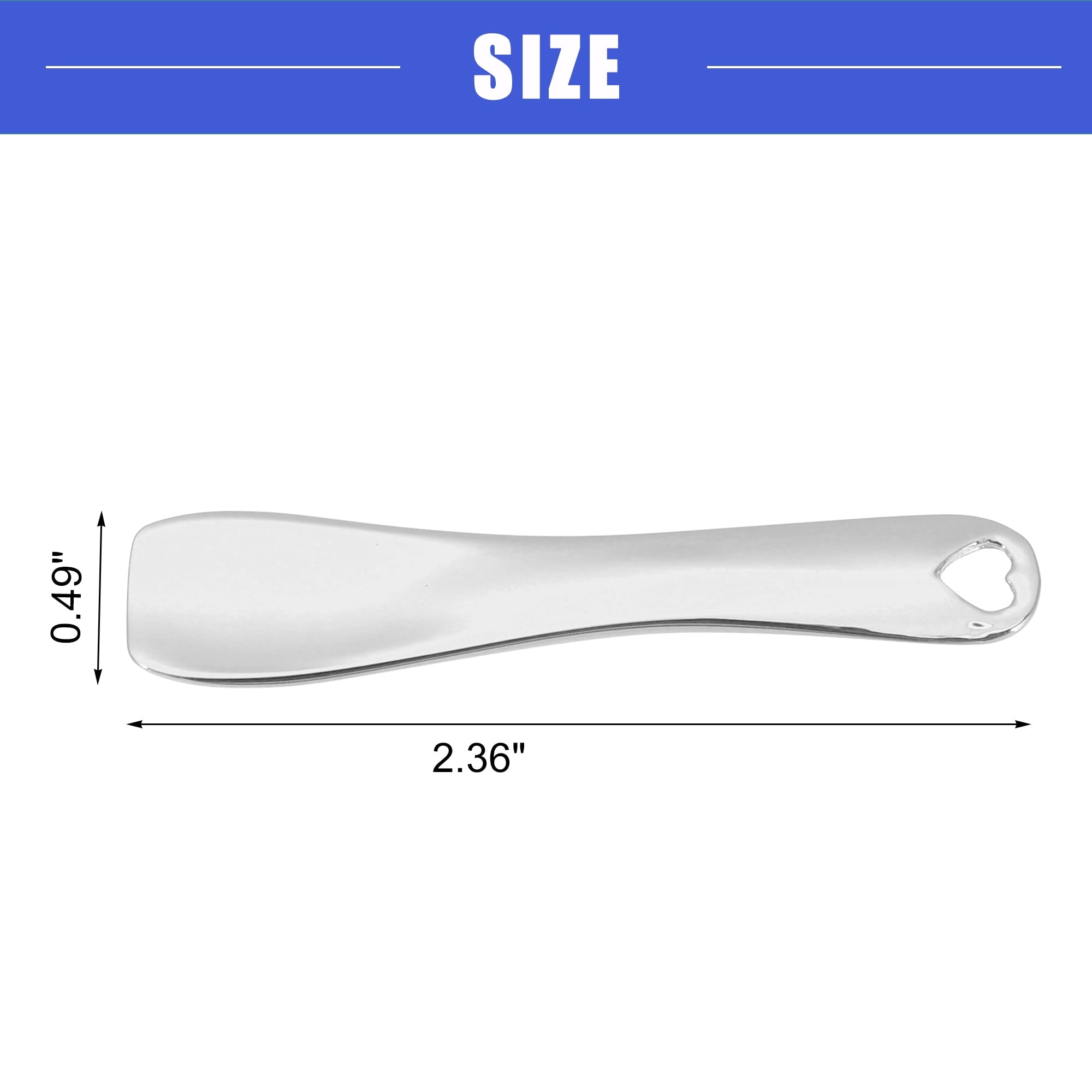 Vocoste 3 Pcs Makeup Spatula Mini Spoon, Eye Cream Massage Sticks Beauty Scoop, Heart Shape 2.36"x0.49", Silver Tone - Image 4