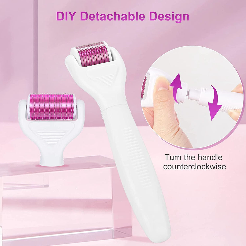Derma Roller for Face and Body,6 in 1 Titanium Microneedling Roller Kit,Microneedle Roller for Face and Body with 5 Replaceable Heads Effect - Image 2