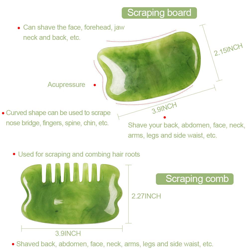 Gua Sha sets, Jade Roller Facial Ridged Roller KitsSkin Roller Scraping Massage Tools Anti Aging and Wrinkles for Fac... - Image 3