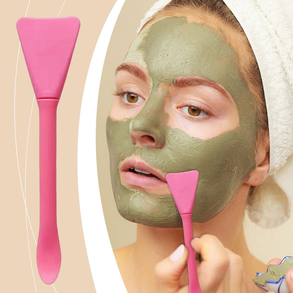 Deep Pink Silicone Dual Head Mask Brush, Applicator with Spatula for Face Masks and Creams, Reusable Makeup Tool for Easy Skincare Applicati - Image 4