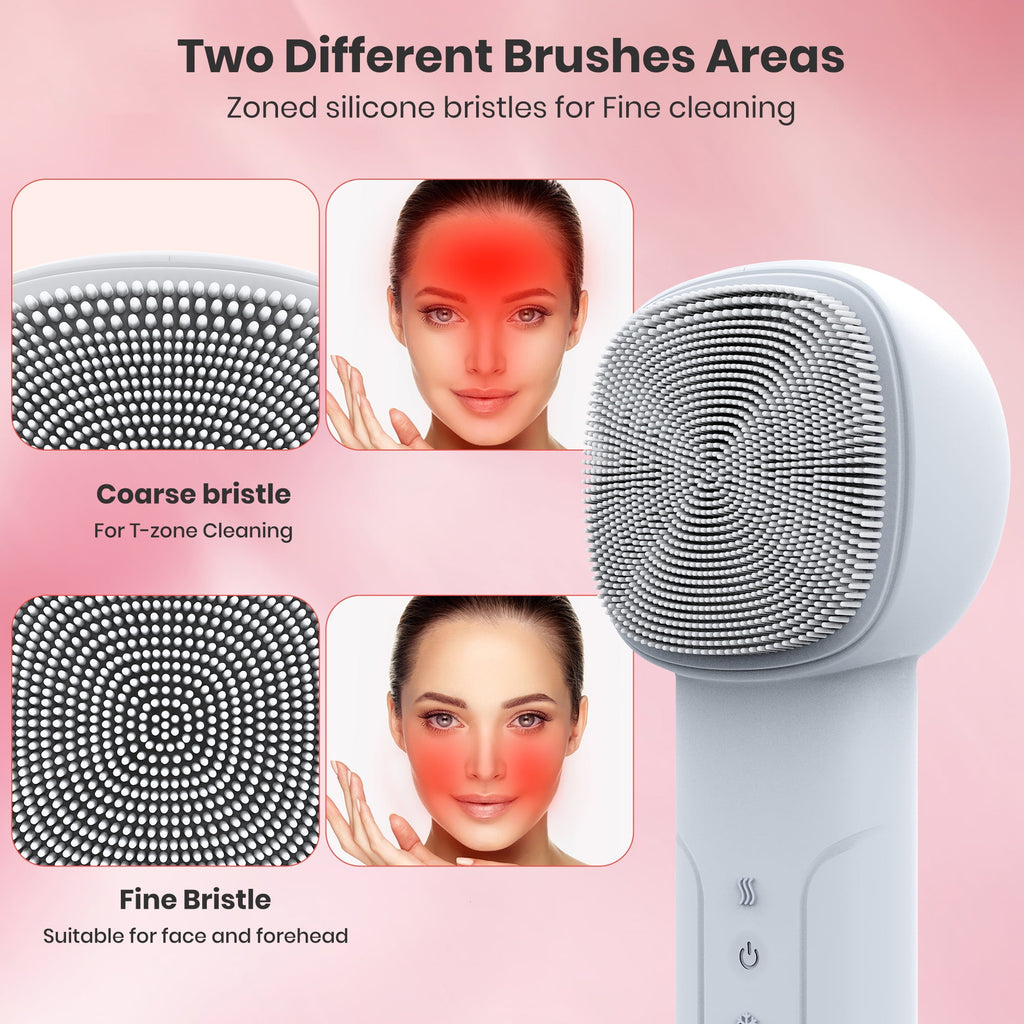 Facial Cleansing Brush, Silicone Face Scrubber, Electric Face Brushes for Cleansing with Vibration, Hot and Cold Comp... - Image 4