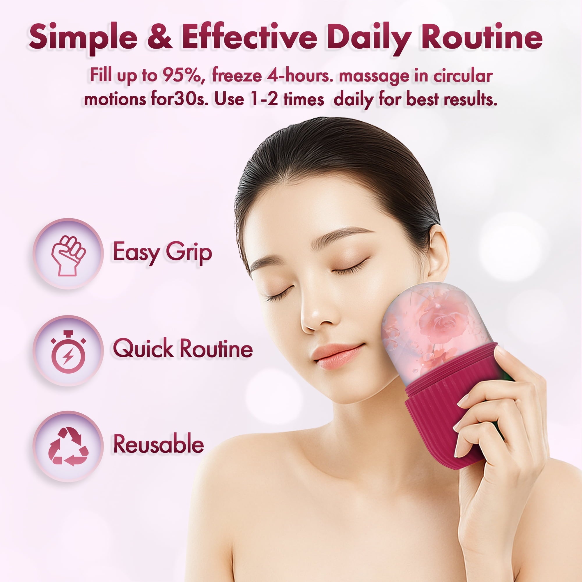IcyGlow Facial Roller Reusable Ice Roller For Face and Eye Ice Facial Roller Massage Reusable Ice Facial Roller - Image 3