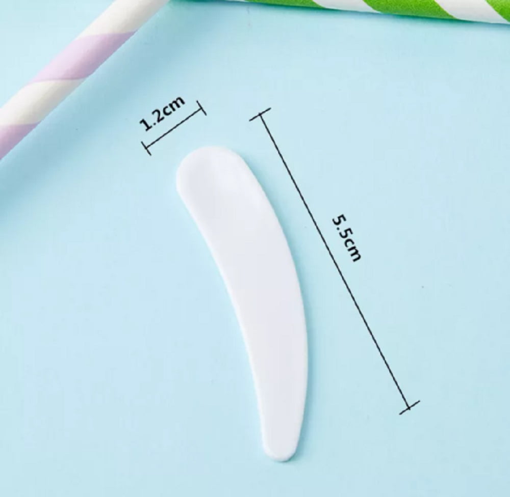 100-Pack Mini Makeup Mask Spatulas Disposable Curved Cosmetic Scoops for Hygienic Application of Facial Creams, Masks... - Image 2