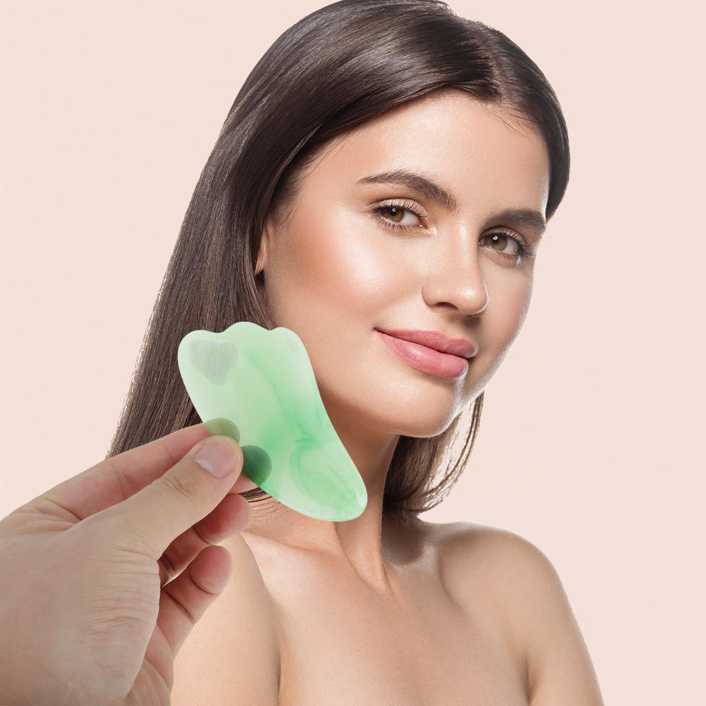 1 Set Gua Sha Facial Massage Beauty Tool Portable Skincare and Massaging Tool Clear Green - Image 2