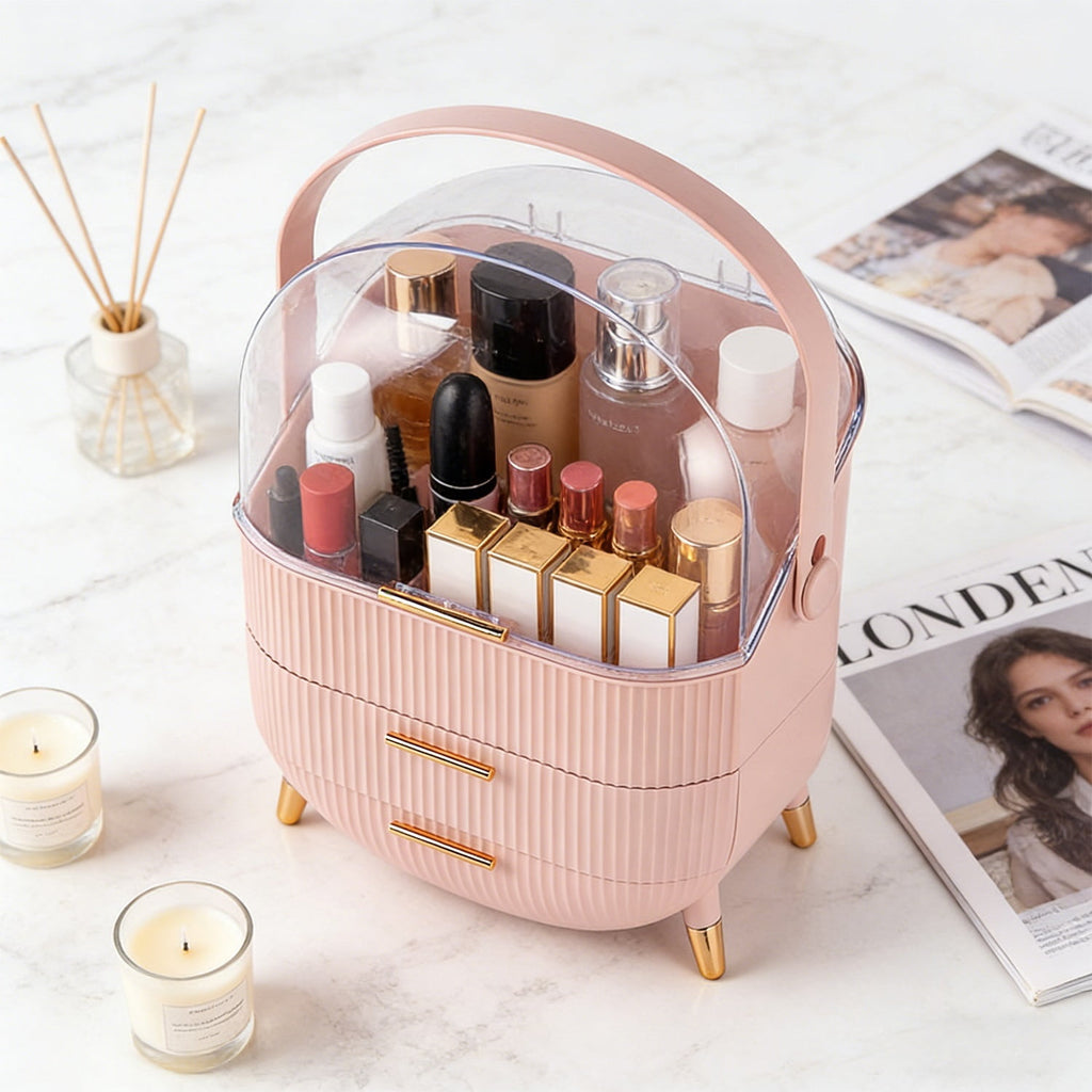 SXlianshun Makeup Organizer Skincare Organizers - Cosmetic Display Cases with Transparent Cover, SkinCare Organizers for Bathroom Countertop - Image 5