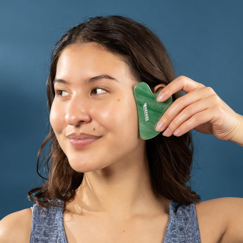 Jade Gua Sha and Face Roller Kit, Lymphatic Drainage Massager - Image 4