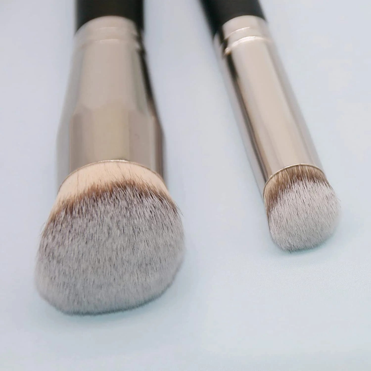 Foundation & Concealer Brush Set - 2 Pack with Round Slanted Brush, Mini Angled Concealer & Flat Top Nose Brush - Image 6