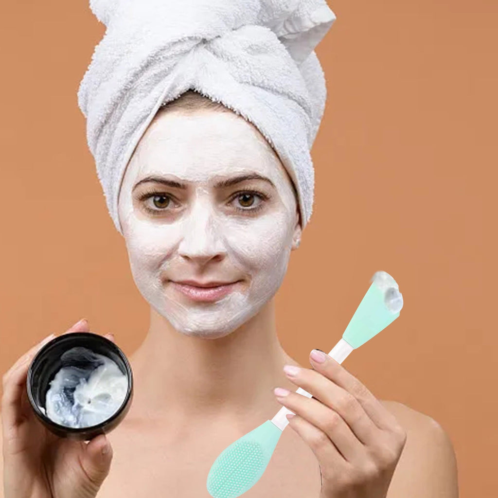 Double Head Silicone Facial Cleansing Tool for Deep Pore Exfoliation and Massage with Soft - Image 2