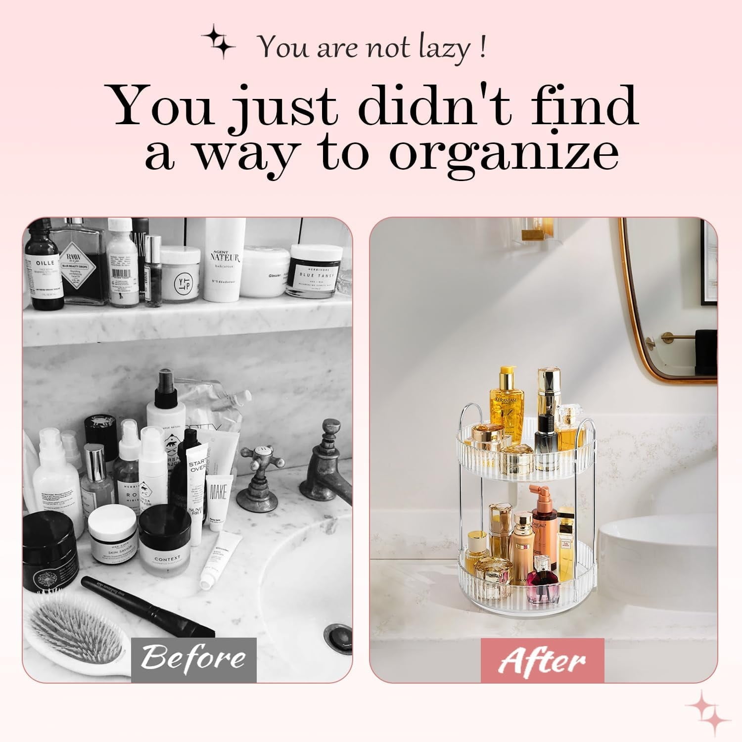 Rotating Makeup Organizer, 360 Spinning Makeup Storage Holder Rack, Dresser Bathroom Organizer Countertop, Large Capa... - Image 4