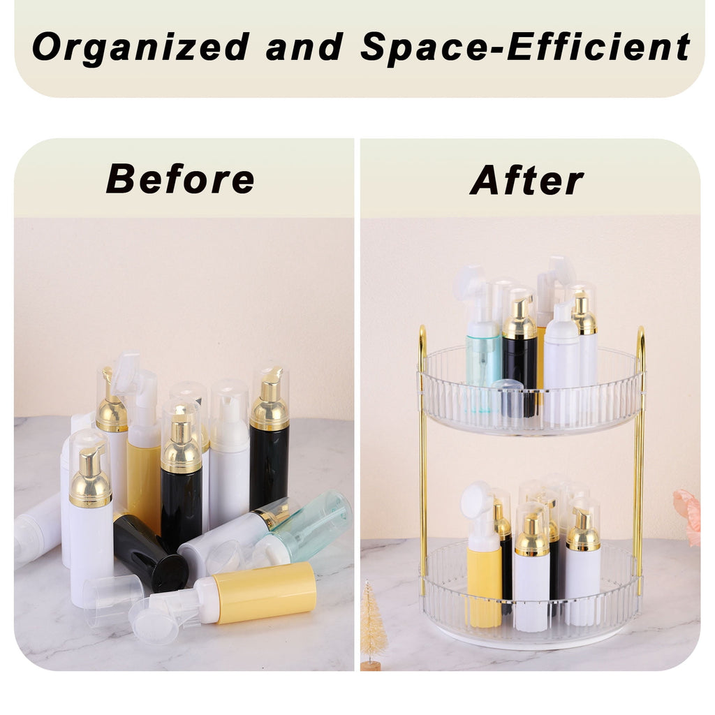 Rotating Makeup Organizer, Skincare Organizer Countertop for Vanity (3-Tier, Green) - Image 4