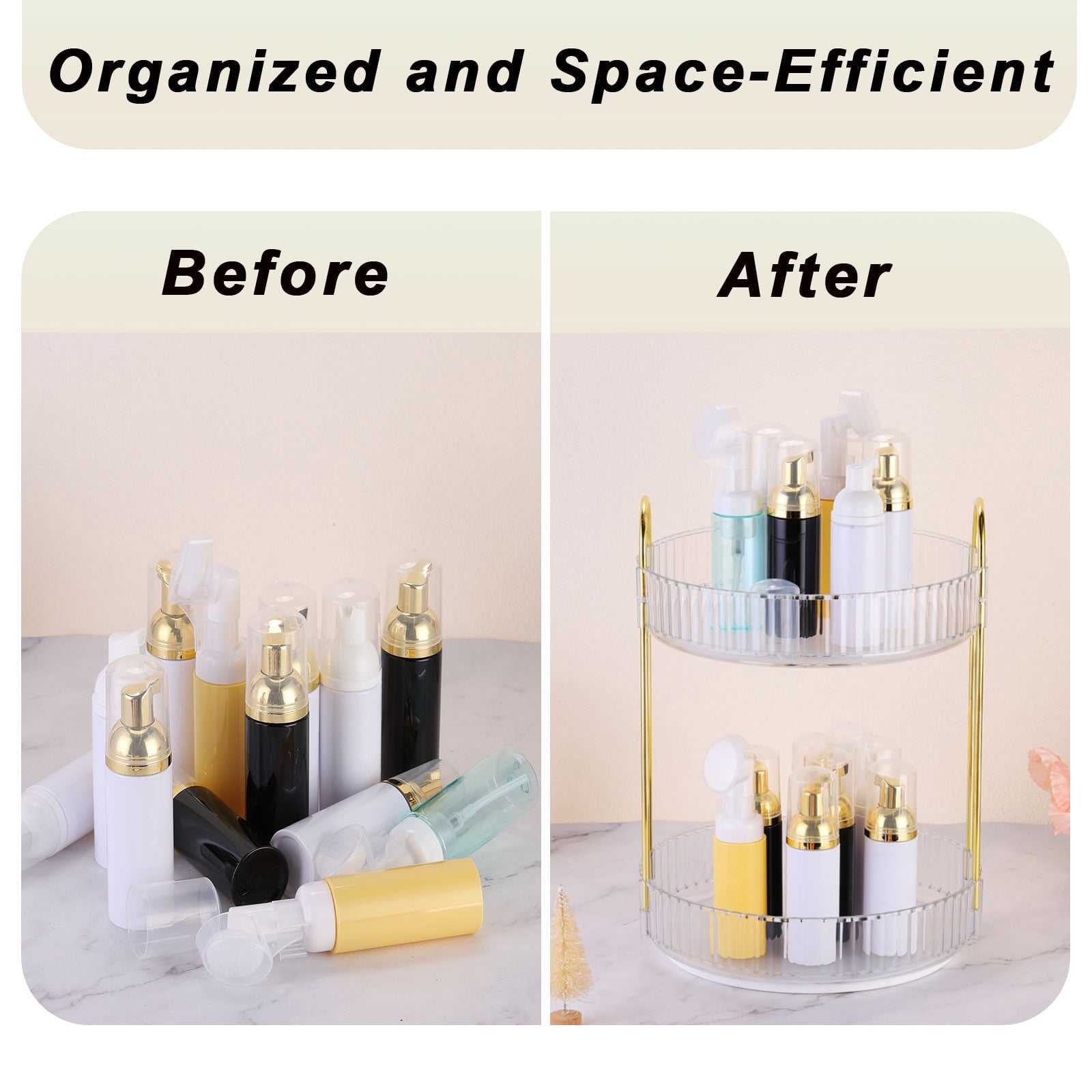 Rotating Makeup Organizer, Skincare Organizer Countertop for Vanity (3-Tier, Green) - Image 4