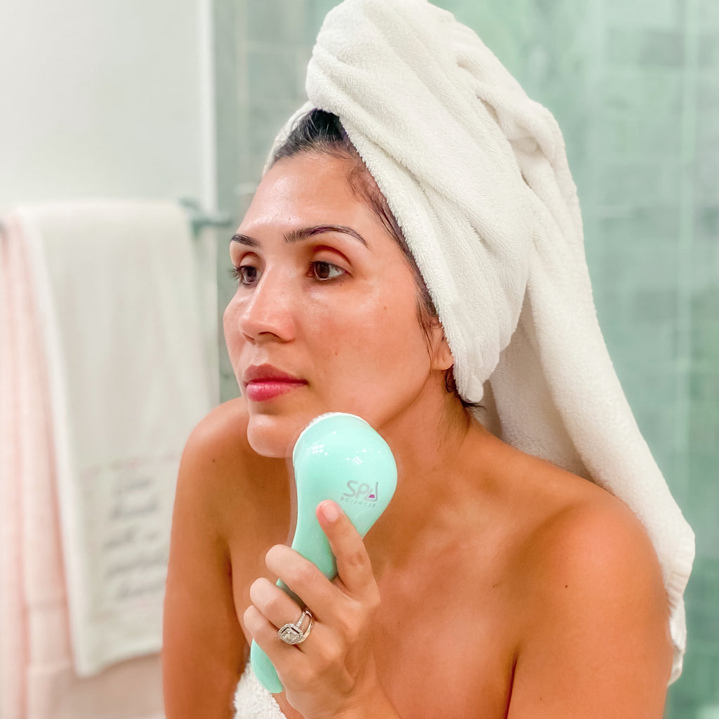 Spa Sciences NOVA Facial Cleansing Brush, Sonic Facial Cleansing for Exfoliation, Includes Antimicrobial Brush, Sensitive Skin Brush, and Se - Image 3