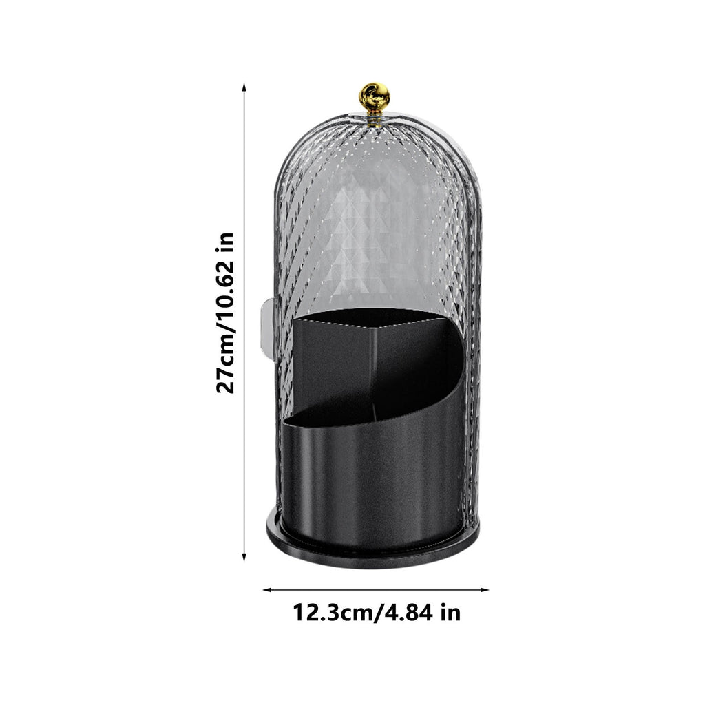 Makeup Brush Holder with Lid, 360 Rotating Multifunction Dustproof Skincare Cosmetic Storage Organizer for Vanity Des... - Image 3