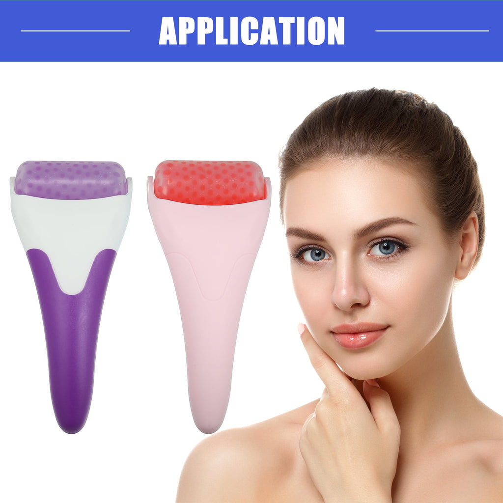 Vocoste 2 Pcs Ice Face Roller Massager Facial Roller Skin Care Tools Pink and Purple - Image 3