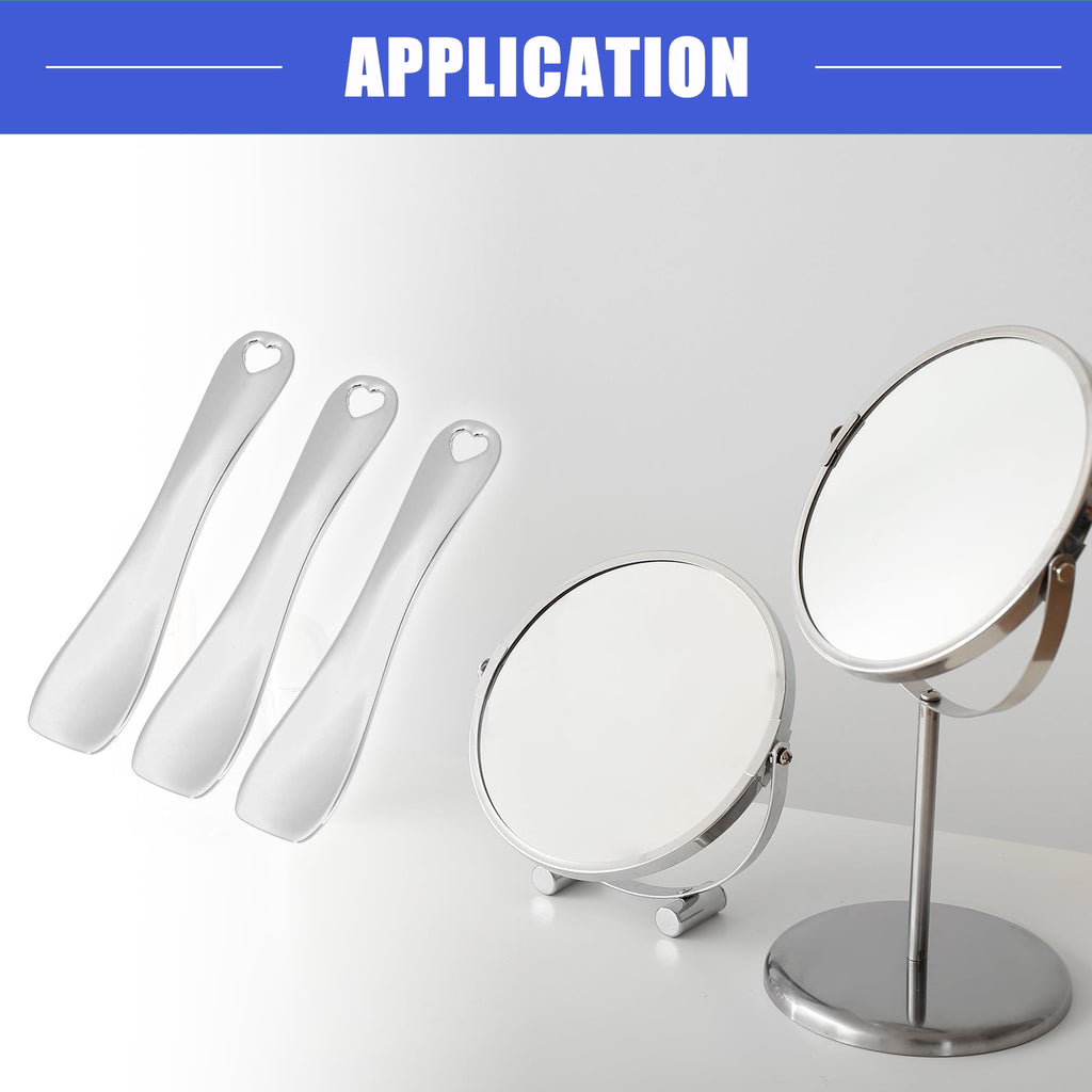 Vocoste 3 Pcs Makeup Spatula Mini Spoon, Eye Cream Massage Sticks Beauty Scoop, Heart Shape 2.36"x0.49", Silver Tone - Image 3