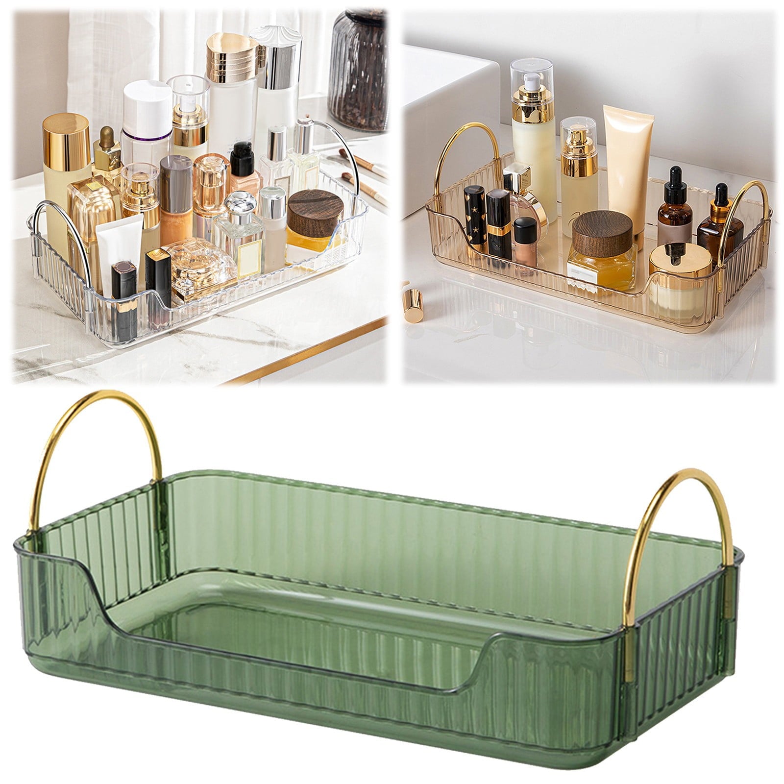 Bathroom Organizer Countertop, Vanity Tray for Skincare Makeup, Counter Organizer for Cosmetics, Toiletries, Lotions,... - Image 2