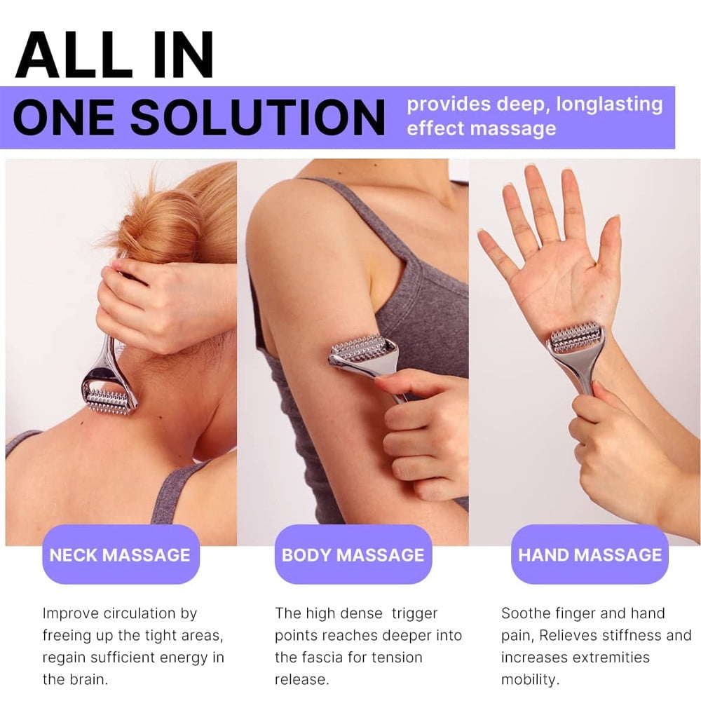 Silver Silver Tone Metal Micro Needle Derma Roller Massage Tool For Face Neck Hand Body Acupuncture Skin Therapy - Image 4