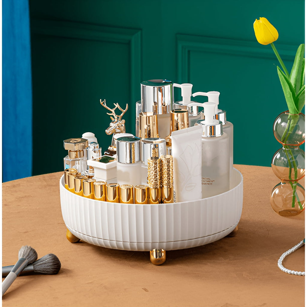 Perfume Organizer, 360Rotating Round Makeup Organizer for Vanity,Bathroom,Kitchen,White Modern Lazy Susan Skincare Or... - Image 4