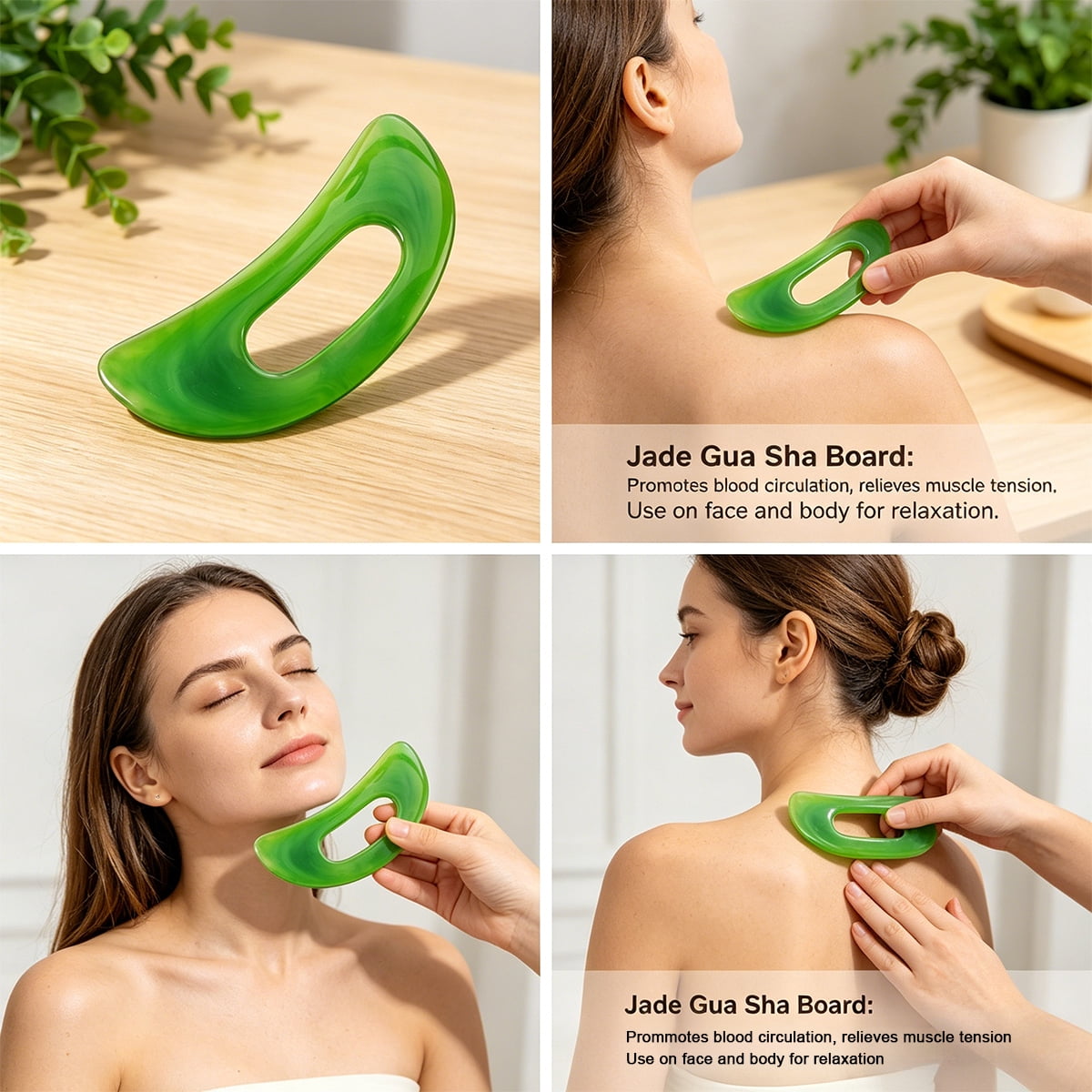 3 Pcs Gua Sha Facial Tools Set and 1 Pcs Body Gua Sha Massage Tool with Handle for Face Back Neck Leg Body Scraping M... - Image 4