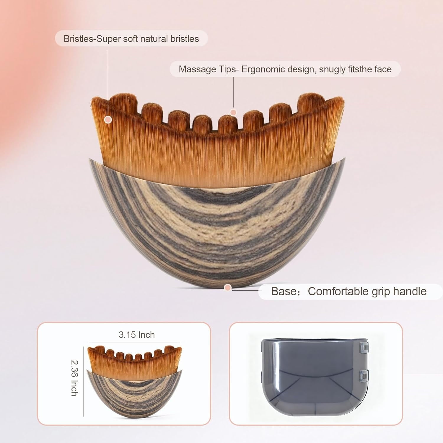 Lymphatic Contour Face Brush, Manual Lymphatic Drainage Massager, Natural Makeup Brushes with Durable Soft Bristles, Hypoallergenic Ergonomi - Image 2
