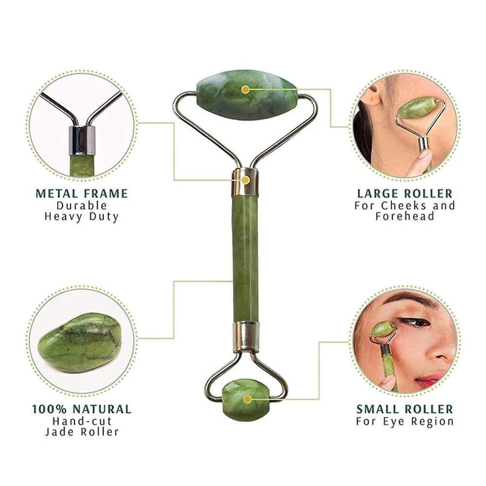 Facial Massager Jade Roller & Gua Sha Tool Natural Himalayan Stone for Face Neck Healing Skin Wrinkles & Serum Applic... - Image 5