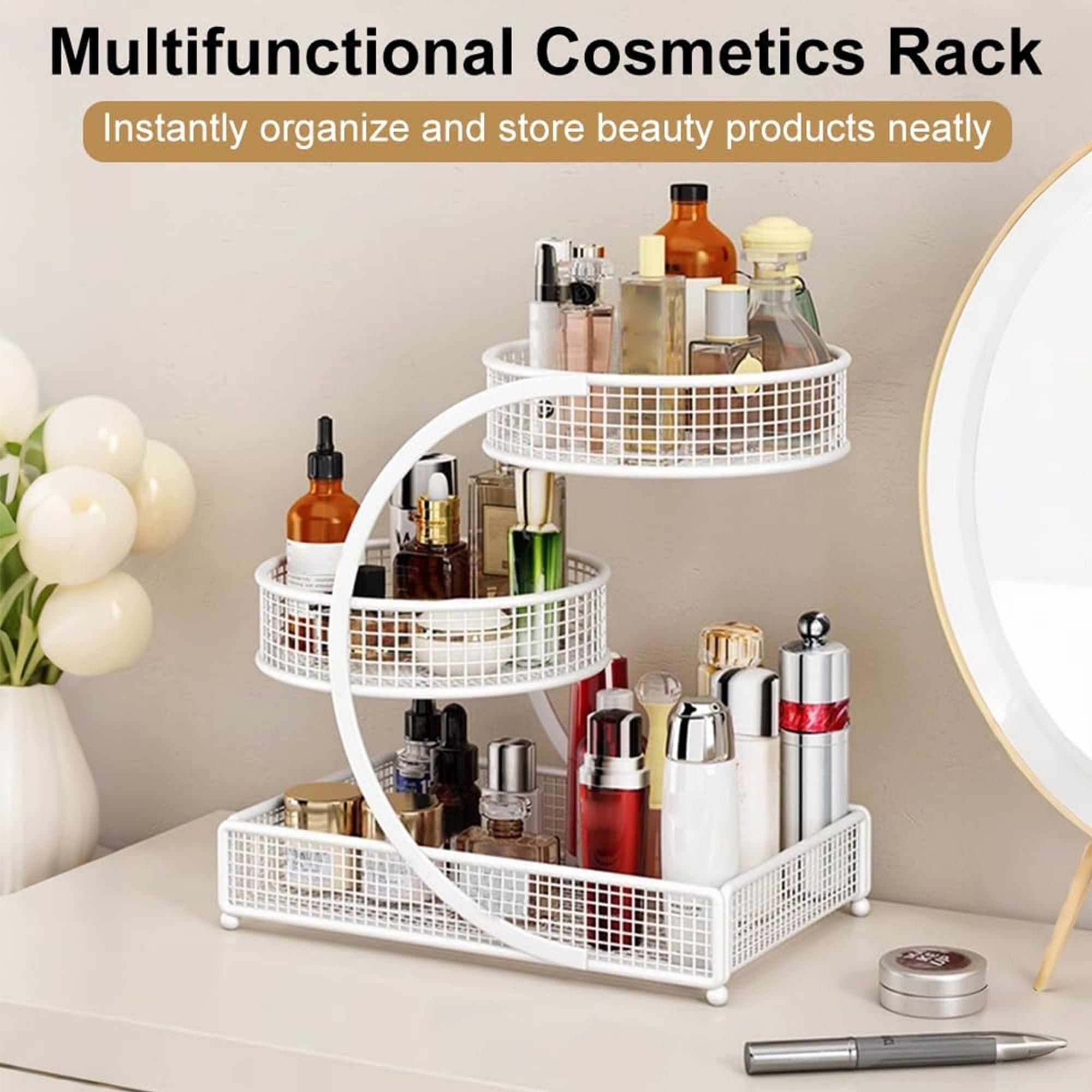Cosmetic & Makeup Organizer for Vanity, Bathroom, Countertop, 13.7x12.6x7.48" Skincare & Lipstick Storage Box,Black, ... - Image 6