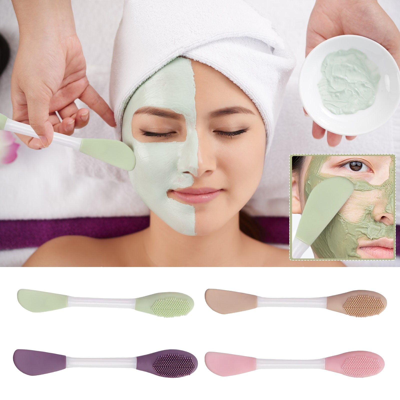 Facial Mask Brush Silicone, Dual Head Applicator and Mixer for Face Masks, Makeup Brush, Skincare Tool for Clay, Crea... - Image 6