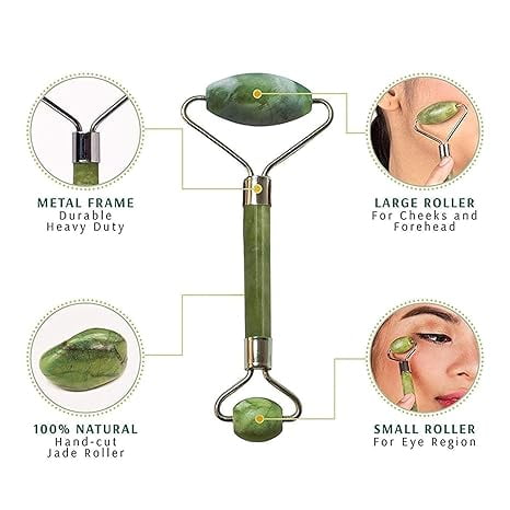 Facial Massager Jade Roller & Gua Sha Tool Natural Himalayan Stone for Face Neck Healing Skin Wrinkles & Serum Applic... - Image 5