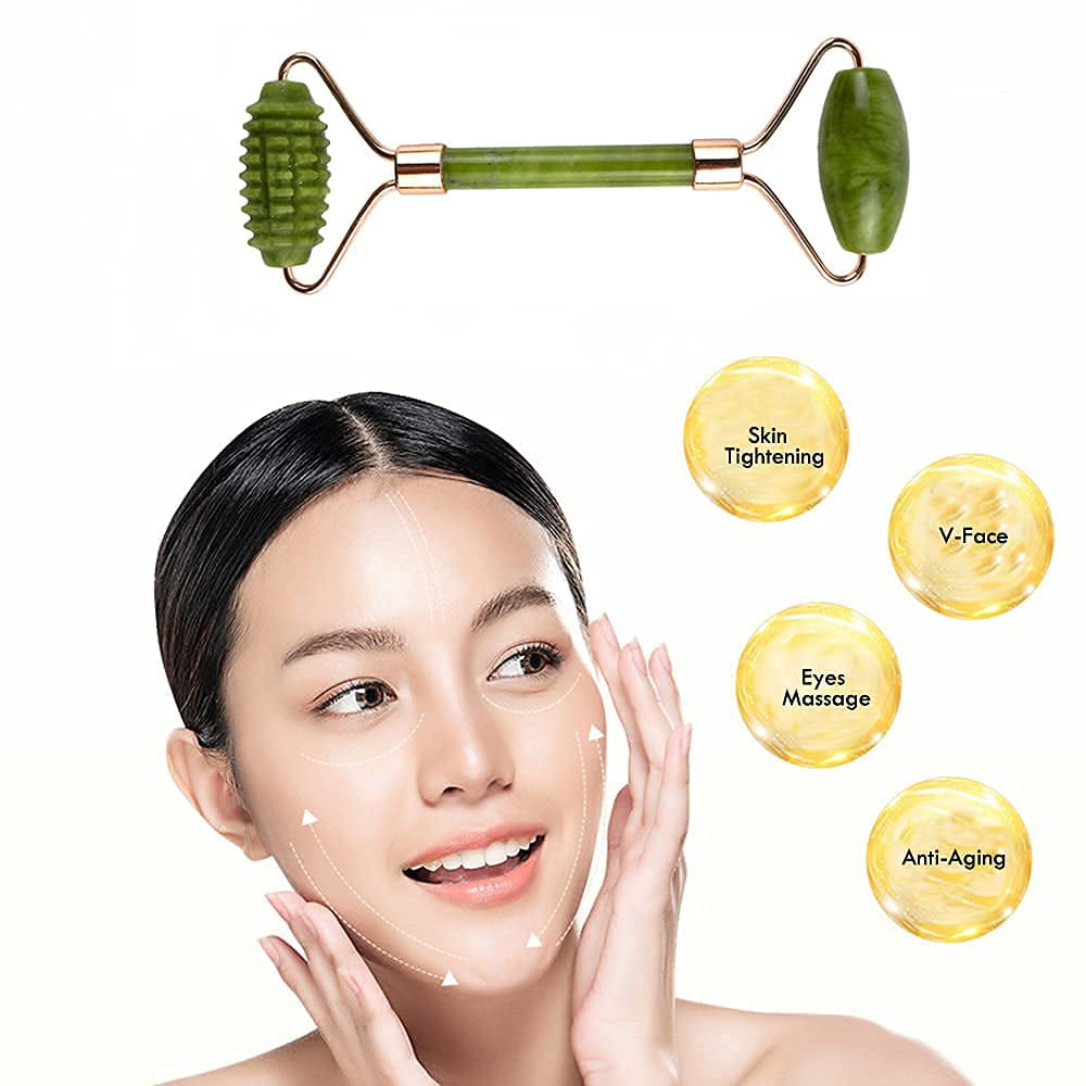 Jade Rollers for Face - Facial Massage Tool for Anti Aging Wrinkles and Skin Rejuvenate -100% Natural Jade Crystal Stone for Body Face Eyes - Image 5