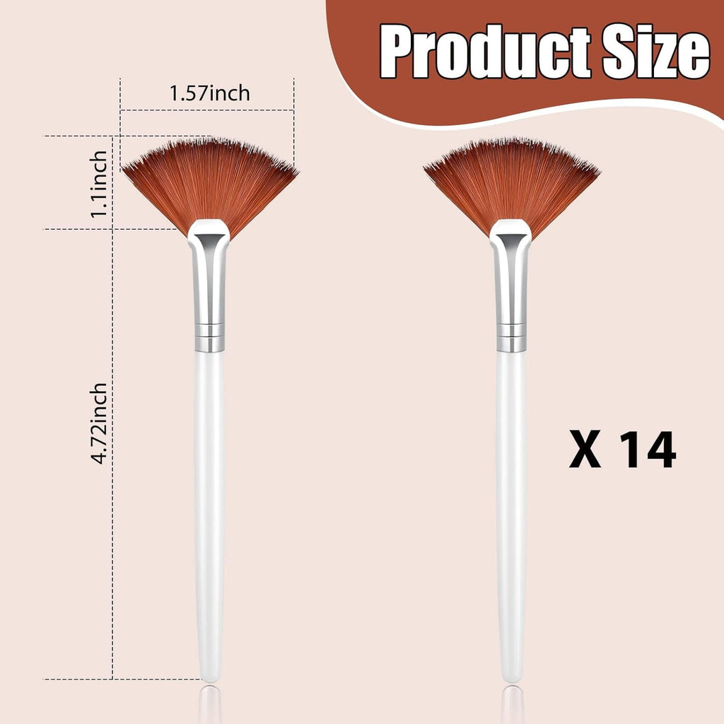 Professional Fan Facial Mask Brushes, 14 Pack Soft Synthetic Skin Care Applicators for Mud, Clay and Serums, Brown - Image 2
