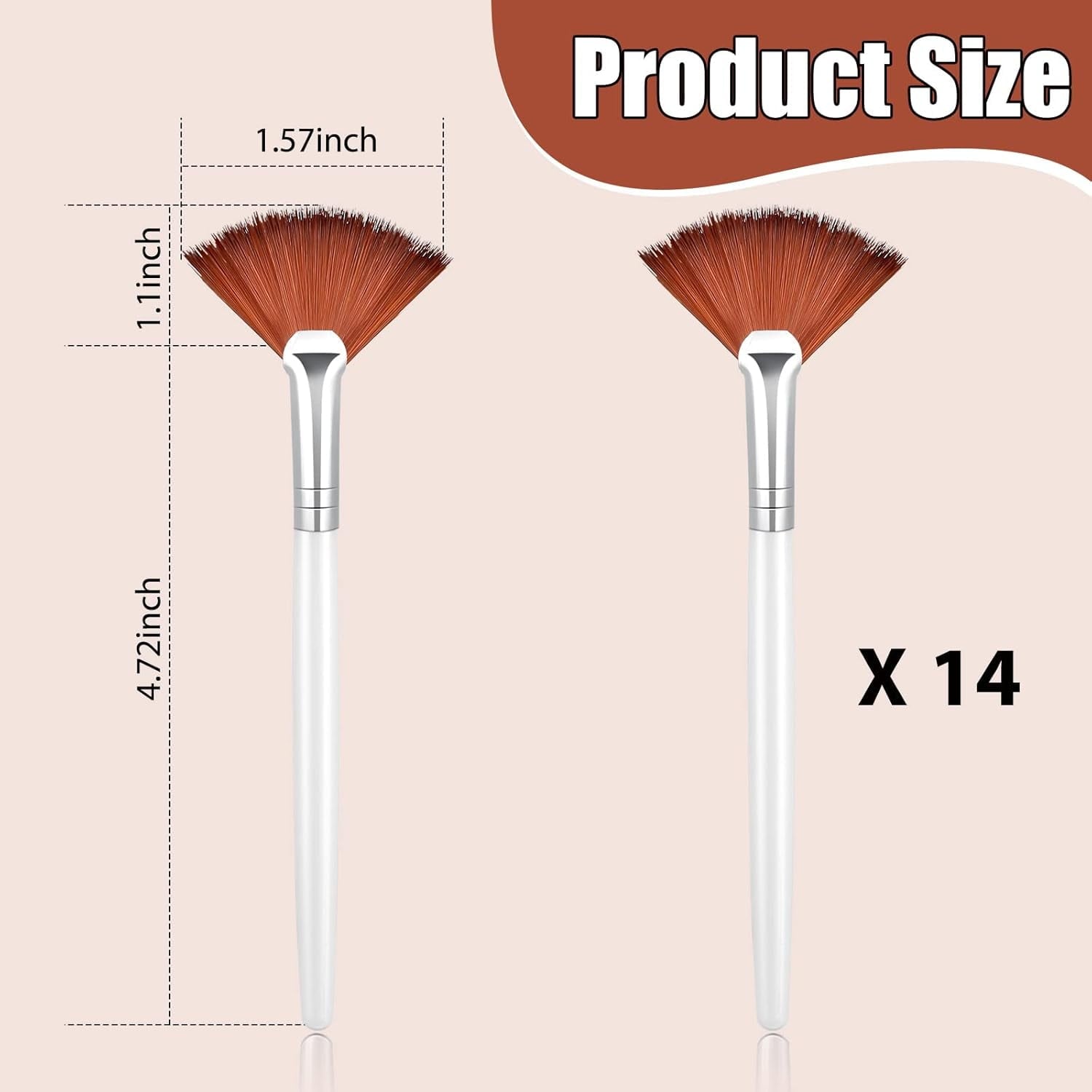 Professional Fan Facial Mask Brushes, 14 Pack Soft Synthetic Skin Care Applicators for Mud, Clay and Serums, Brown - Image 2