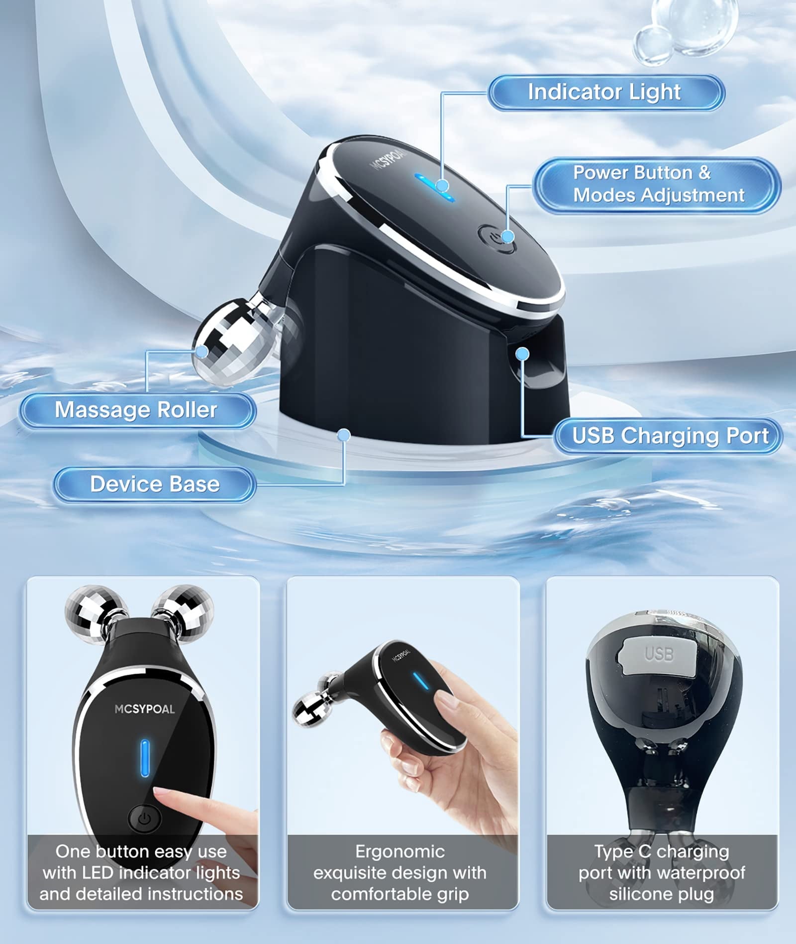 Microcurrent-Facial-Device - Skin Tightening Device, Microcurrent Facial Massager, Face Massager Roller for Face Lift, Wrinkle Removal, Anti - Image 4
