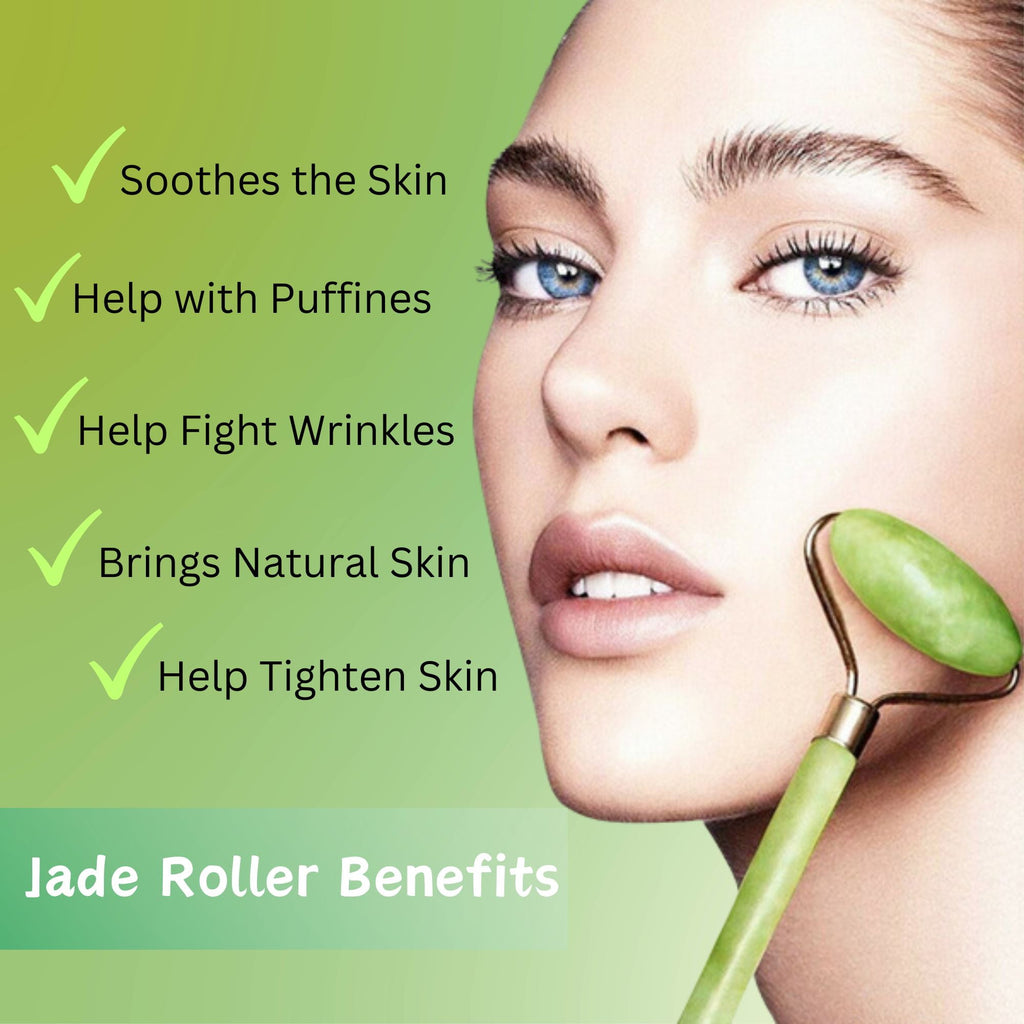 Jade Rollers Skincare Tool Facial Roller Natural 100% Real, Beauty Face Neck Eye Wrinkles Puffiness Massage Botox Therapy Care Under-eye Bag - Image 3