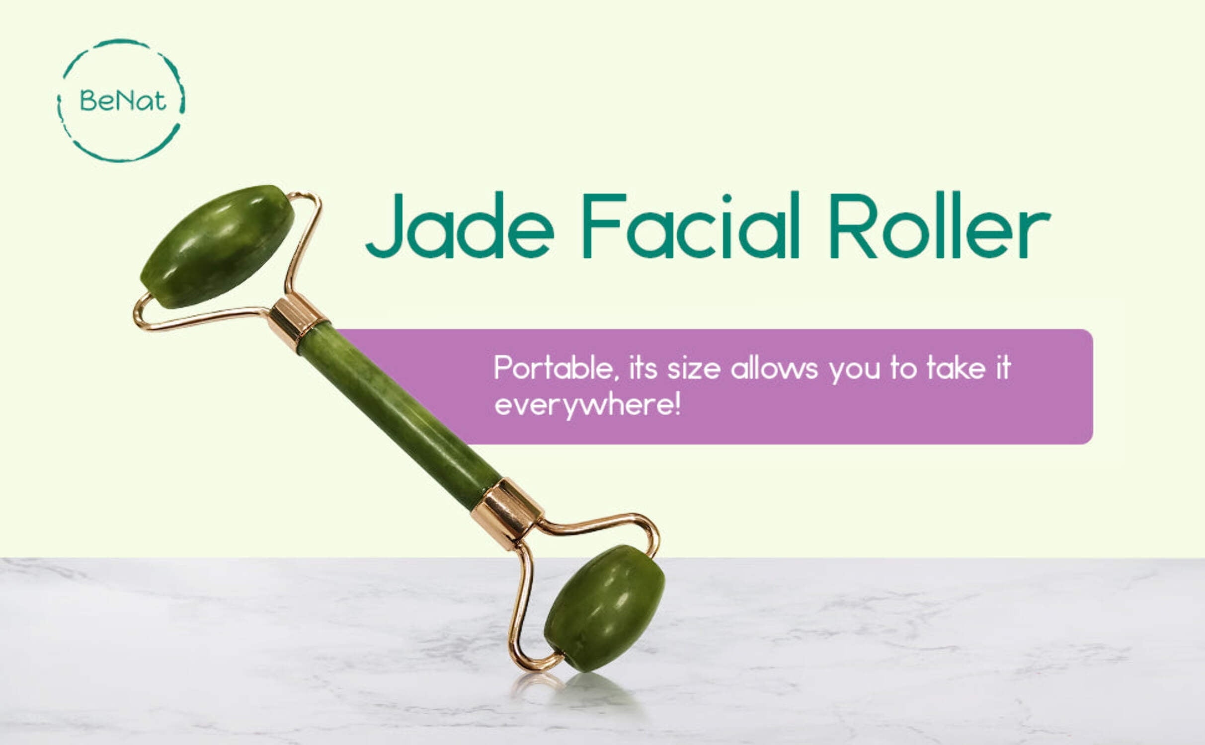 Jade Facial Roller. Skin Care Beauty tool. Facial and Neck Massager. For Women, Men, Everyone. - Image 3