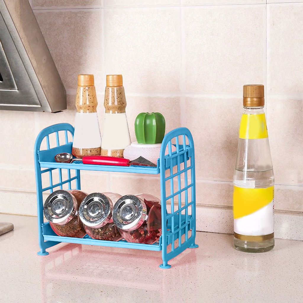 Euaioeiu Desktop Rack Cosmetic Stationery Storage Holder,2-Tier Multifunctional Plastic Shelf Makeup Organizer for Skincare Office Kitchen B - Image 5