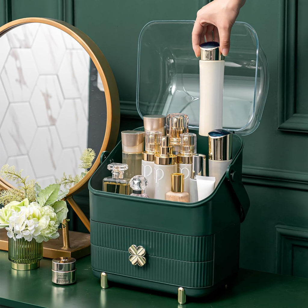 Preppy Skincare Organizers Makeup Organizer Holder Cosmetic Storage Box Display Case 3 Tiers Dust Free Cover Portable... - Image 6